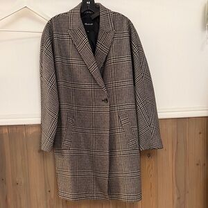 madewell drop shoulder plaid overisized wool coat S